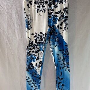 Floral Blue and White Leggings